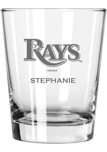 Tampa Bay Rays Personalized Laser Etched 15oz Double Old Fashioned Rock Glass - White