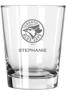 Toronto Blue Jays Personalized Laser Etched 15oz Double Old Fashioned Rock Glass - White