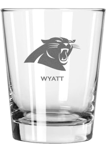 Carolina Panthers Personalized Laser Etched 15oz Double Old Fashioned Rock Glass - White