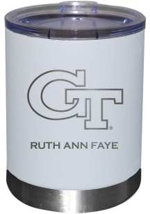 GA Tech Yellow Jackets Personalized Laser Etched 12oz Lowball Tumbler - White