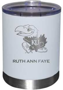 Kansas Jayhawks Personalized Laser Etched 12oz Lowball Tumbler - White