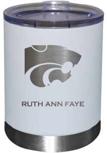 K-State Wildcats Personalized Laser Etched 12oz Lowball Tumbler - White