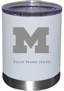 Michigan Wolverines Personalized Laser Etched 12oz Lowball Tumbler - White