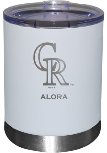 Colorado Rockies Personalized Laser Etched 12oz Lowball Tumbler - White