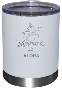 Miami Marlins Personalized Laser Etched 12oz Lowball Tumbler - White