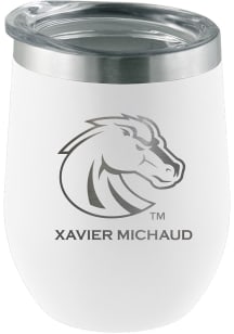 Boise State Broncos Personalized Laser Etched 12oz Stemless Wine Tumbler - White