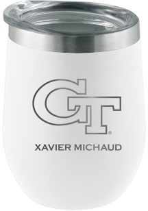 GA Tech Yellow Jackets Personalized Laser Etched 12oz Stemless Wine Tumbler - White