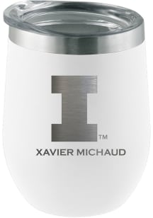 Illinois Fighting Illini Personalized Laser Etched 12oz Stemless Wine Tumbler - White