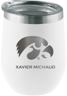 Iowa Hawkeyes Personalized Laser Etched 12oz Stemless Wine Tumbler - White