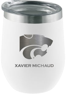 K-State Wildcats Personalized Laser Etched 12oz Stemless Wine Tumbler - White