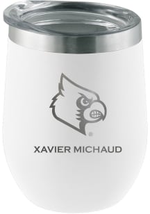 Louisville Cardinals Personalized Laser Etched 12oz Stemless Wine Tumbler - White