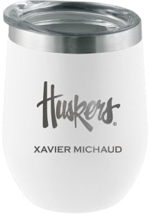 Nebraska Cornhuskers Personalized Laser Etched 12oz Stemless Wine Tumbler - White