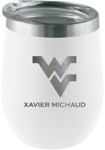 West Virginia Mountaineers Personalized Laser Etched 12oz Stemless Wine Tumbler - White