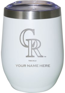 Colorado Rockies Personalized Laser Etched 12oz Stemless Wine Tumbler - White