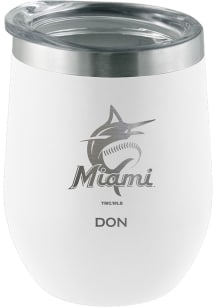 Miami Marlins Personalized Laser Etched 12oz Stemless Wine Tumbler - White