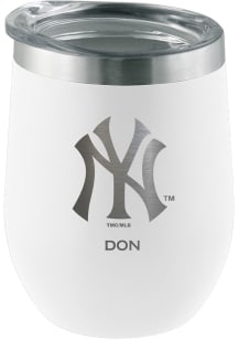 New York Yankees Personalized Laser Etched 12oz Stemless Wine Tumbler - White