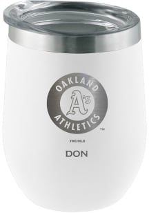 Oakland Athletics Personalized Laser Etched 12oz Stemless Wine Tumbler - White