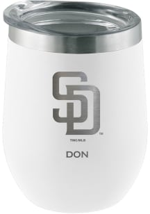 San Diego Padres Personalized Laser Etched 12oz Stemless Wine Tumbler - White