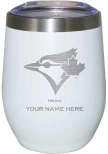 Toronto Blue Jays Personalized Laser Etched 12oz Stemless Wine Tumbler - White