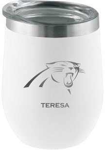 Carolina Panthers Personalized Laser Etched 12oz Stemless Wine Tumbler - White