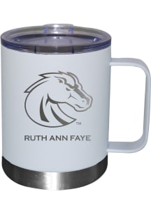 Boise State Broncos Personalized Laser Etched 12oz Handle Lowball Tumbler - White