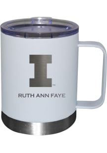 Illinois Fighting Illini Personalized Laser Etched 12oz Handle Lowball Tumbler - White