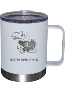 Kansas Jayhawks Personalized Laser Etched 12oz Handle Lowball Tumbler - White