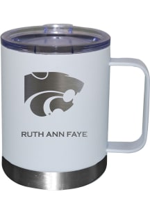 K-State Wildcats Personalized Laser Etched 12oz Handle Lowball Tumbler - White