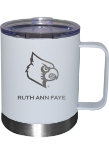 Louisville Cardinals Personalized Laser Etched 12oz Handle Lowball Tumbler - White