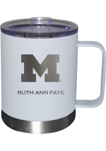 Michigan Wolverines Personalized Laser Etched 12oz Handle Lowball Tumbler - White