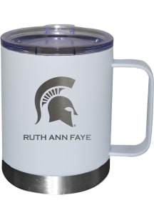 Michigan State Spartans Personalized Laser Etched 12oz Handle Lowball Tumbler - White