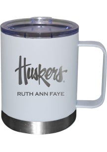 Nebraska Cornhuskers Personalized Laser Etched 12oz Handle Lowball Tumbler - White