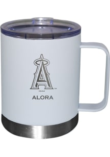 Los Angeles Angels Personalized Laser Etched 12oz Handle Lowball Tumbler - White