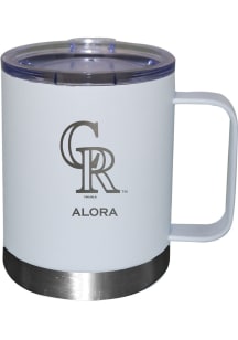 Colorado Rockies Personalized Laser Etched 12oz Handle Lowball Tumbler - White