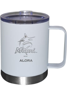 Miami Marlins Personalized Laser Etched 12oz Handle Lowball Tumbler - White