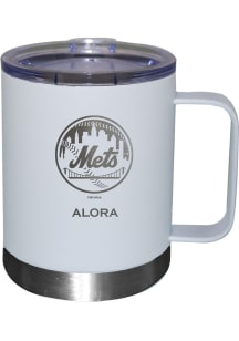 New York Mets Personalized Laser Etched 12oz Handle Lowball Tumbler - White