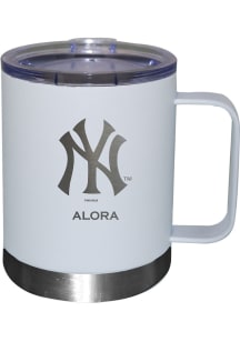 New York Yankees Personalized Laser Etched 12oz Handle Lowball Tumbler - White