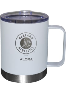 Oakland Athletics Personalized Laser Etched 12oz Handle Lowball Tumbler - White