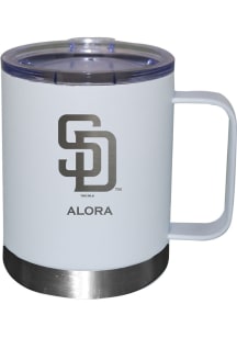 San Diego Padres Personalized Laser Etched 12oz Handle Lowball Tumbler - White