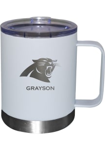 Carolina Panthers Personalized Laser Etched 12oz Handle Lowball Tumbler - White