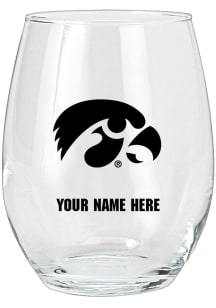 Iowa Hawkeyes Personalized Stemless Wine Glass - Black