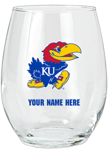 Kansas Jayhawks Personalized Stemless Wine Glass - Blue
