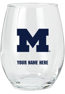 Michigan Wolverines Personalized Stemless Wine Glass - Blue