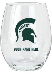 Michigan State Spartans Personalized Stemless Wine Glass - Green