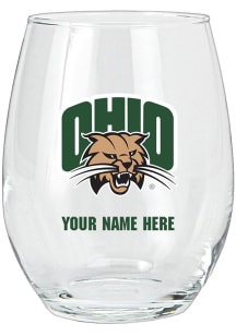 Ohio Bobcats Personalized Stemless Wine Glass - Green