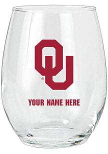 Oklahoma Sooners Personalized Stemless Wine Glass - Crimson
