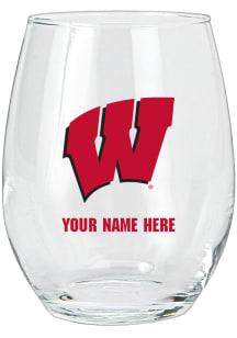 Wisconsin Badgers Personalized Stemless Wine Glass - Black