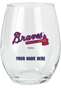 Atlanta Braves Personalized Stemless Wine Glass - Navy Blue