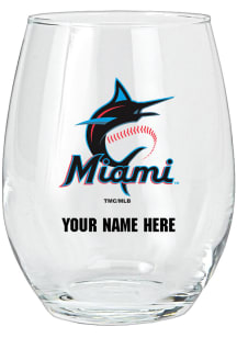 Miami Marlins Personalized Stemless Wine Glass - Black