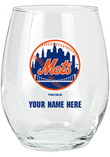 New York Mets Personalized Stemless Wine Glass - Blue